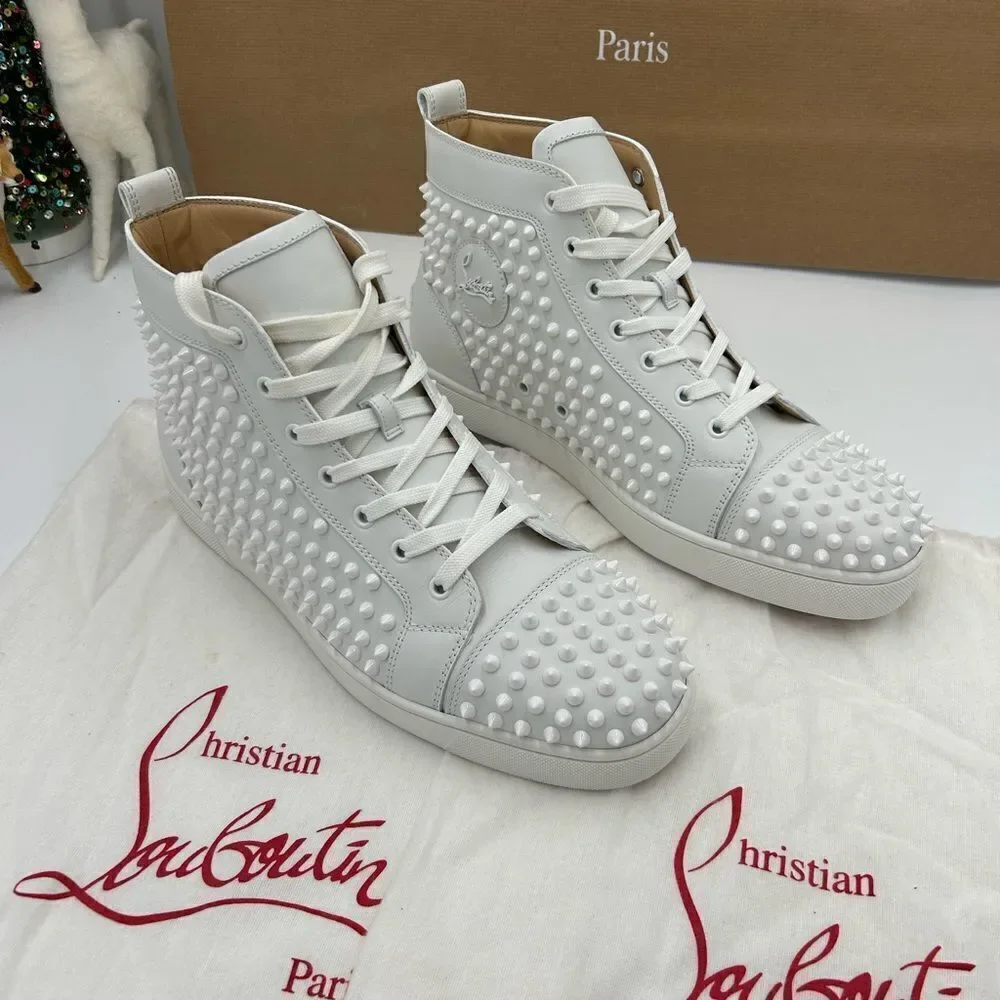 Men’s Christian Louboutin all over spikes high top sneakers size 44 made Italy - Picture 2 of 12